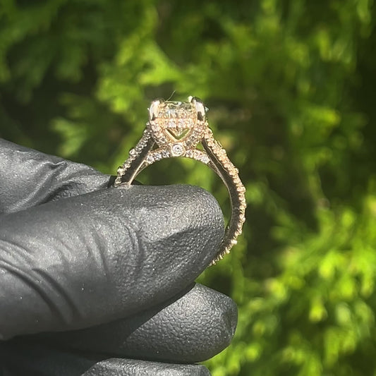 Royal 14kt Yellow Gold Oval Lab Grown Diamond 3-Row Engagement Ring