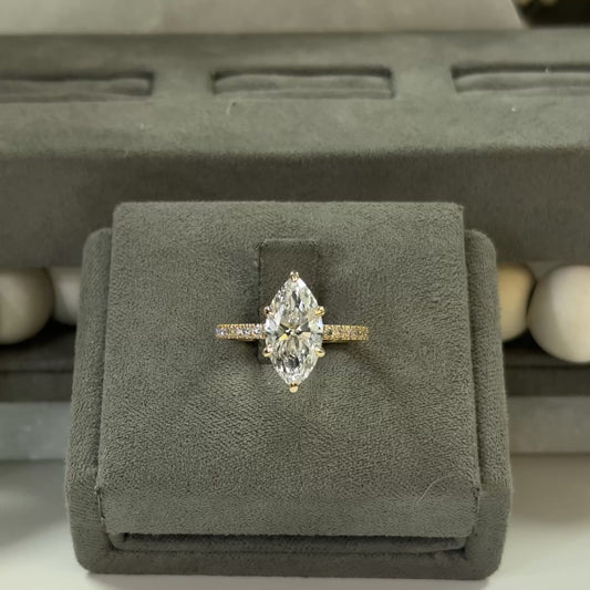 3.02 Carat Marquise Lab Diamond Tulip Traditional Elegance Ring