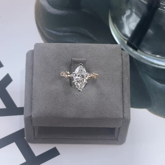 3.02 Carat Marquise Lab Diamond Two-Tone Accented Twisted Ring