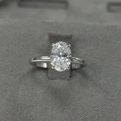 2.02 Carat Oval Elegant Solitaire Diamond Ring
