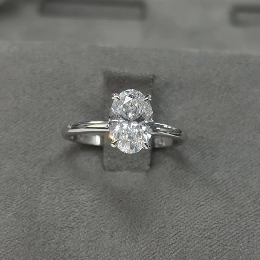 2.02 Carat Oval Elegant Solitaire Diamond Ring