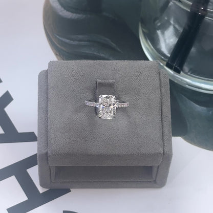 3.06 Carat Cushion Lab Diamond Traditional Elegance Hidden Halo Ring