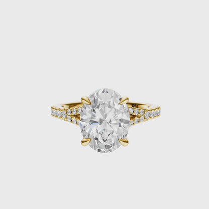 Oval Traditional Split-Shank Cathedral Hidden Halo Setting