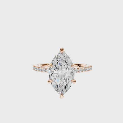 Marquise Traditional Tulip Hidden Halo Setting
