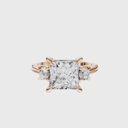 Princess Three Stone Round Solitaire Setting