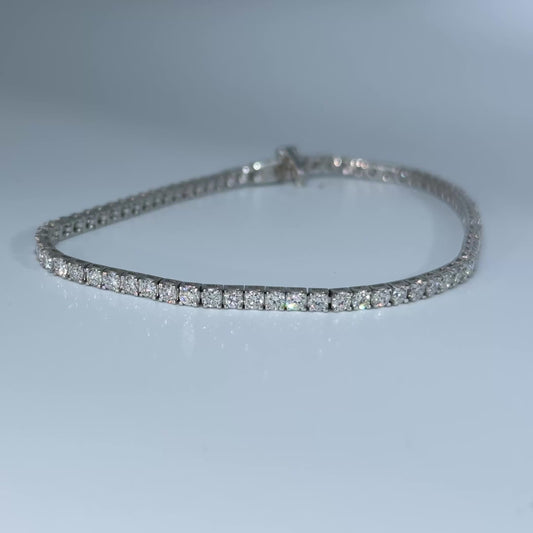 14kt White Gold Round Lab Diamond Tennis Bracelet 3.03ctw