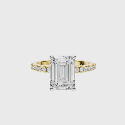 Emerald Mixed Metal Traditional Elegance Hidden Halo Setting