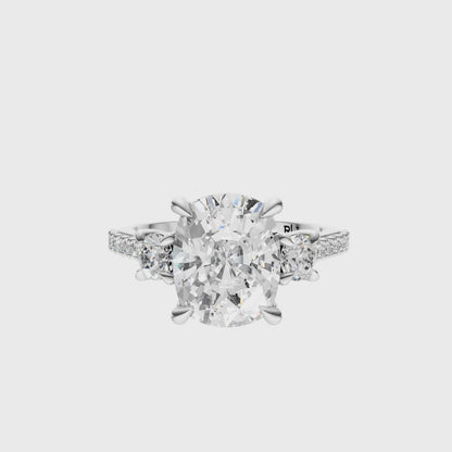 Cushion Accented Three Stone Round Setting