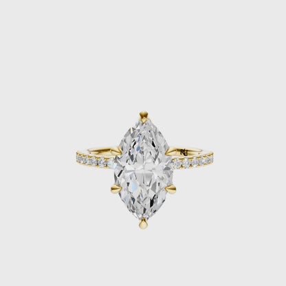 Marquise Traditional Tulip Hidden Halo Setting