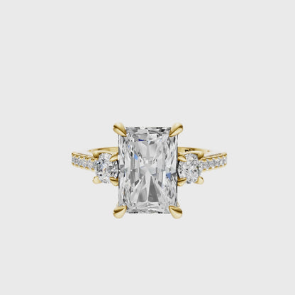 Radiant Accented Three Stone Round Setting