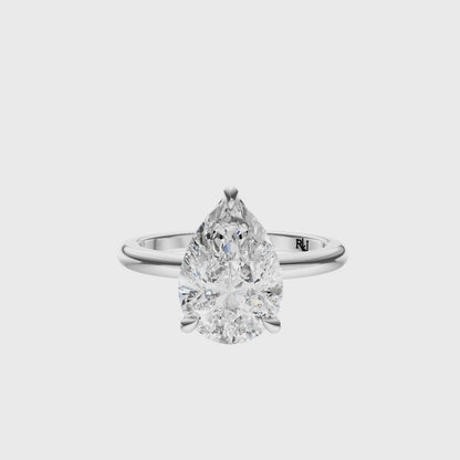 Pear Tulip Hidden Halo Solitaire Setting
