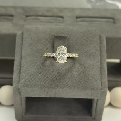 2.01 Carat Oval Lab Diamond Traditional 2.7mm Hidden Halo Ring