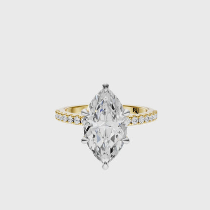 Marquise Mixed Metal Traditional Elegance Hidden Halo Setting