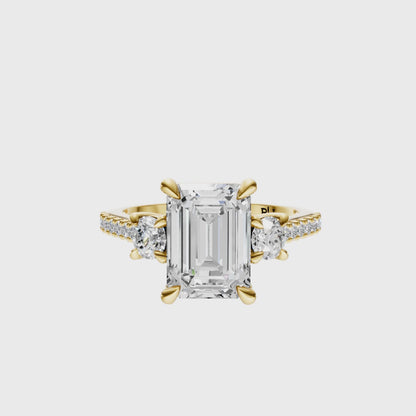 Emerald Accented Three Stone Round Setting