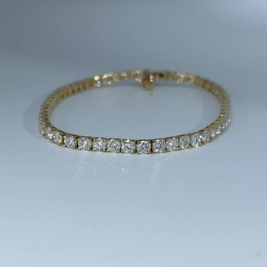 14kt Yellow Gold Round Lab Diamond Tennis Bracelet 6.12ctw