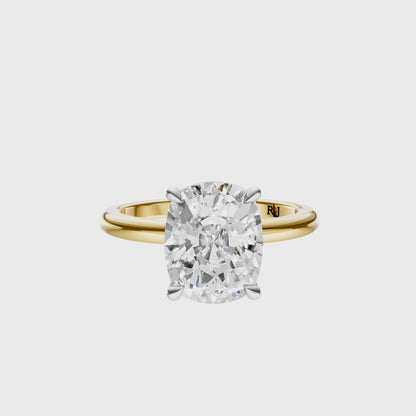 Cushion Mixed Metal Elegant Solitaire Setting