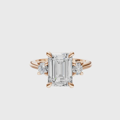 Emerald Three Stone Round Solitaire Setting