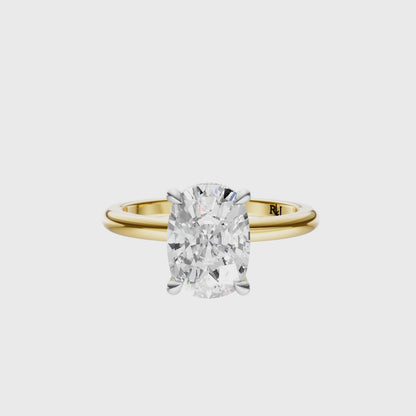Cushion Mixed Metal Hidden Halo Solitaire Setting