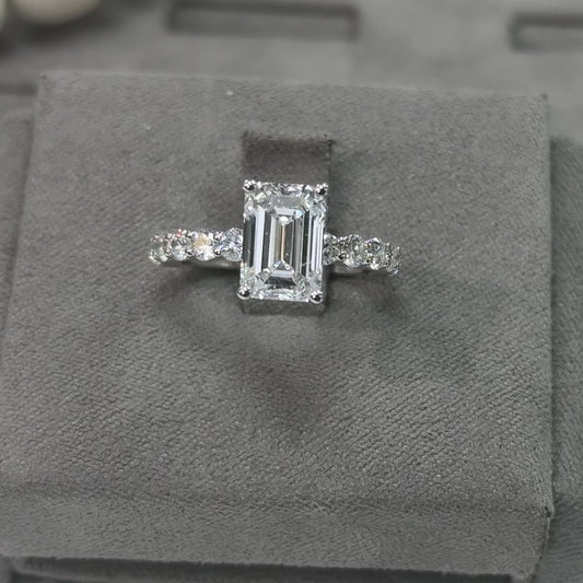 3.03 Carat Emerald Elegant Broadway Traditional Diamond Ring