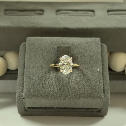 3.09 Carat Oval Lab Diamond Elegant Tulip Basket Solitaire Ring