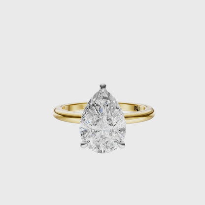 Pear Mixed Metal Hidden Halo Solitaire Setting