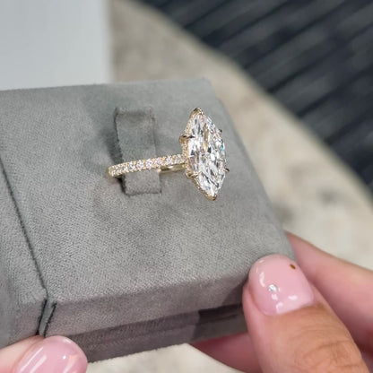 Marquise Traditional Elegance Hidden Halo Setting