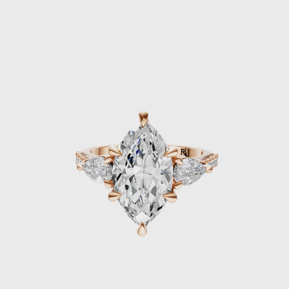 Marquise Accented Three Stone Pear Setting