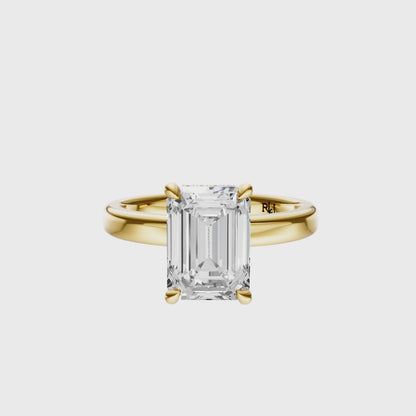 Emerald Elegant 2.7mm Band Signature Hidden Halo Setting