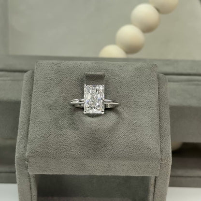 3.54 Carat Radiant Elegant Signature Solitaire Hidden Halo Ring