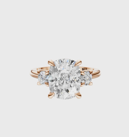 Cushion Three Stone Round Solitaire Setting