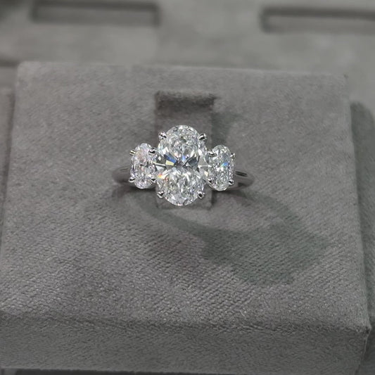 2.01 Carat Oval Three-Stone Diamond Ring