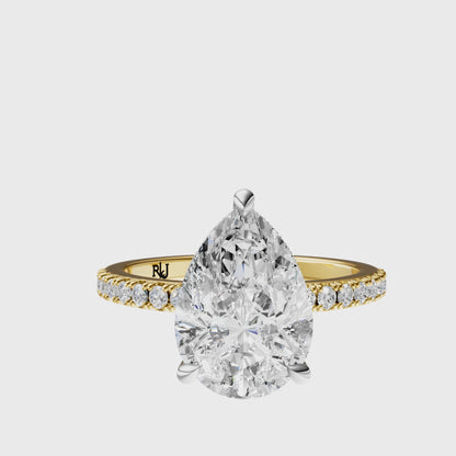 Pear Mixed Metal Traditional Elegance Hidden Halo Setting