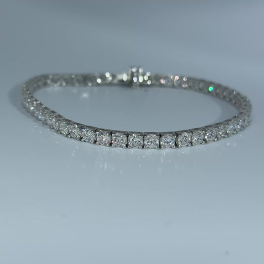 14kt White Gold Round Lab Diamond Tennis Bracelet 7.27ctw