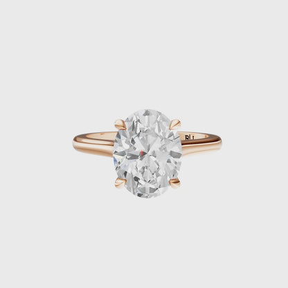 Oval Cathedral Elegant Signature Hidden Halo Setting