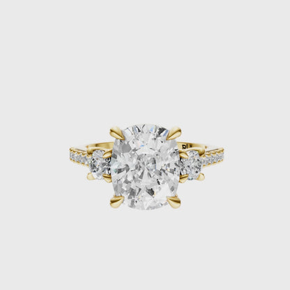 Cushion Accented Three Stone Round Setting