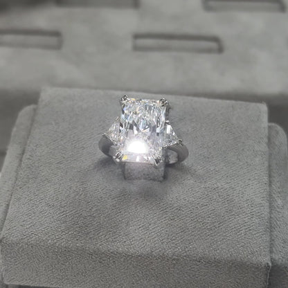 4.86 Carat Radiant Three-Stone Trilliant Lab Diamond Ring