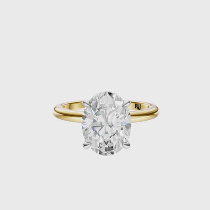 Oval Mixed Metal Hidden Halo Solitaire Setting