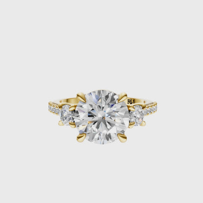 Round Accented Three Stone Round Setting