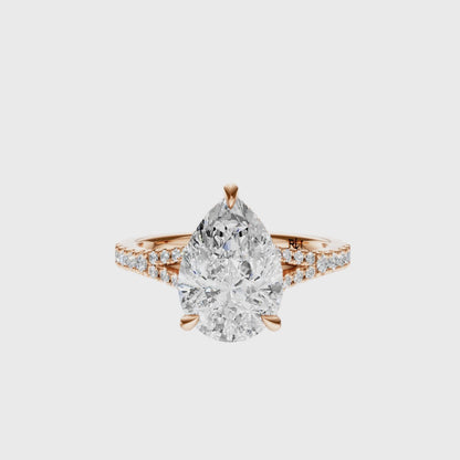 Pear Traditional Split-Shank Cathedral Hidden Halo Setting