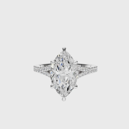 Marquise Traditional Split-Shank Cathedral Hidden Halo Setting