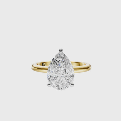 Pear Mixed Metal Elegant Solitaire Setting