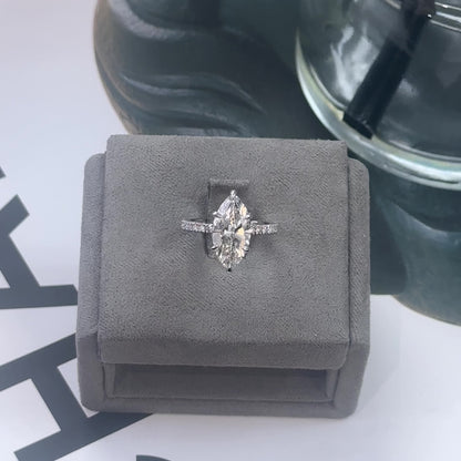 3.02 Carat Marquise Lab Diamond Traditional Elegance Hidden Halo Ring