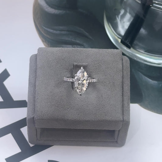 3.02 Carat Marquise Lab Diamond Traditional Elegance Hidden Halo Ring