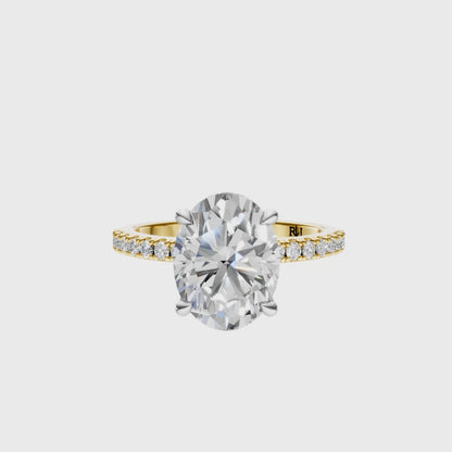 Oval Mixed Metal Traditional Elegance Hidden Halo Setting