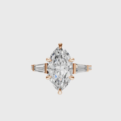 Marquise Accented Three Stone Tappered Baguettes Setting