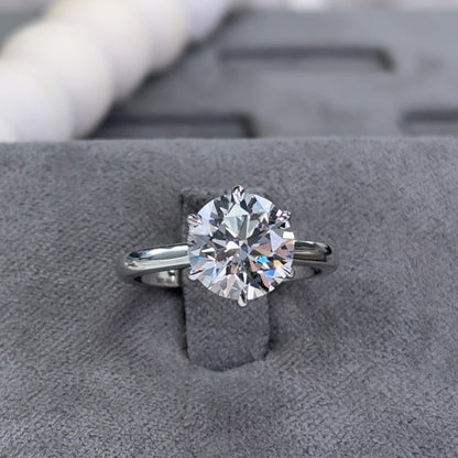 3.03 Carat 6-Prong Round Hidden Halo Cathedral Ring