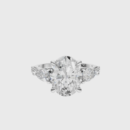 Oval Accented Three Stone Pear Setting