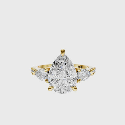 Pear Accented Three Stone Pear Setting