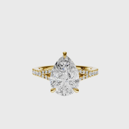 Pear Traditional Split-Shank Cathedral Hidden Halo Setting
