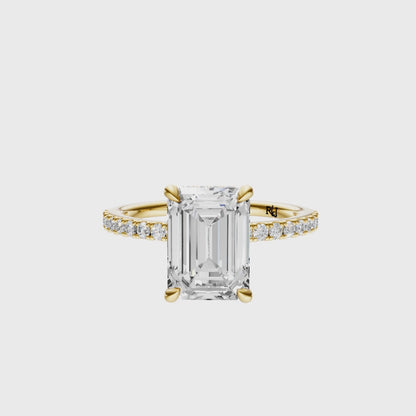 Emerald Traditional Tulip Hidden Halo Setting